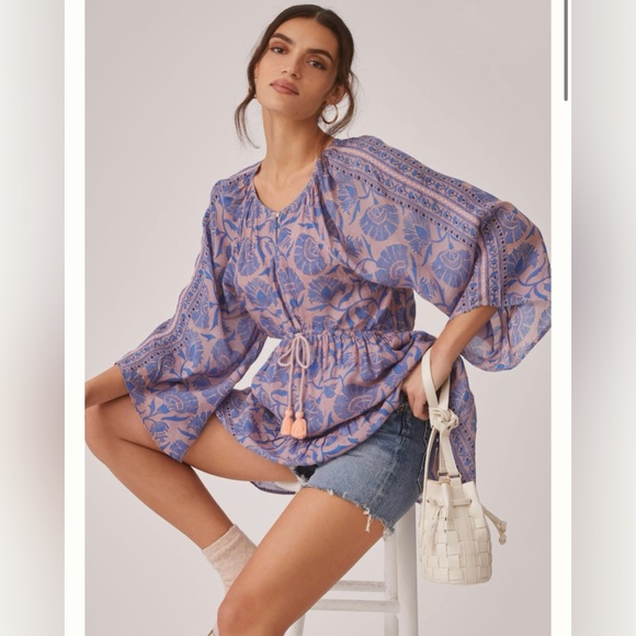 Anthropologie Omika V-Neck Floral Printed Tunic - Picture 4 of 7